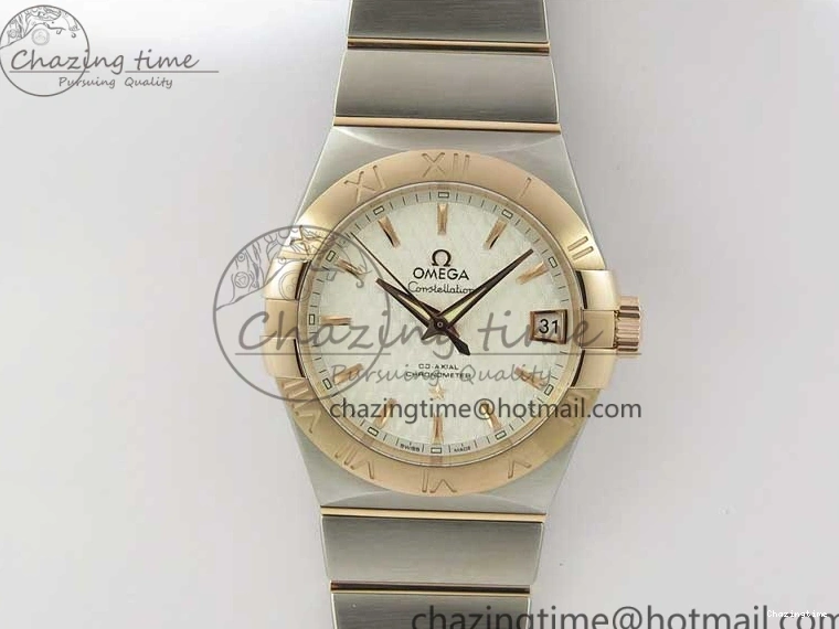 0312 Stylish Constellation 38mm SS RG VSF 1:1 Best Edition WhiteTextured Dial on SS RG Bracelet A8500 Super Clone 7921